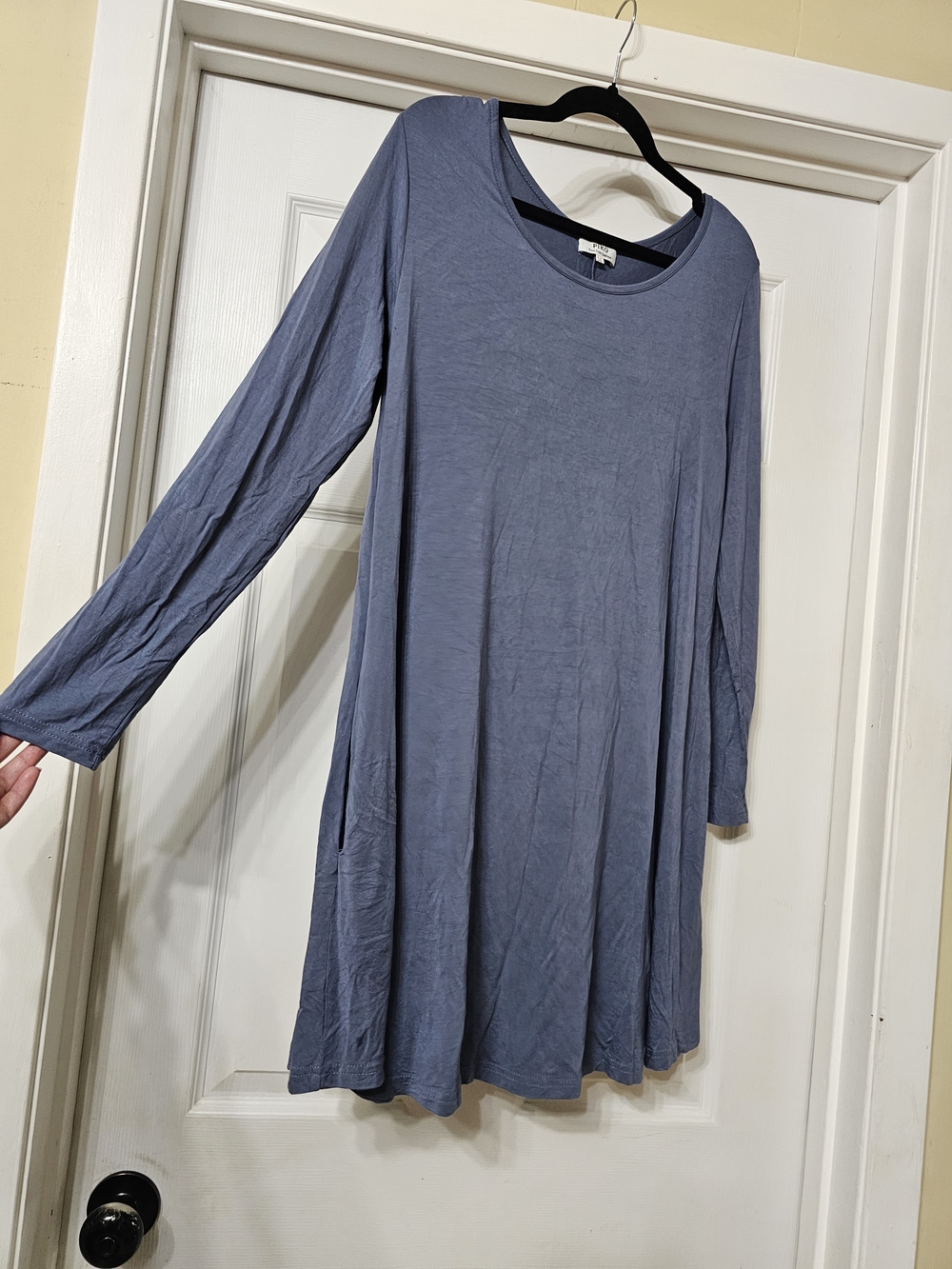 Super Soft Bamboo Light Blue Long Sleeve T-Shirt Dress